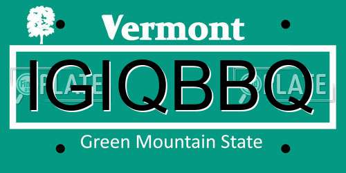 IGIQBBQ Vermont License Plate