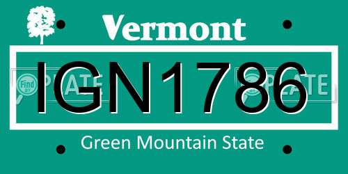 IGN1786 Vermont License Plate