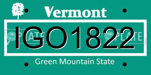 IGO1822 Vermont License Plate