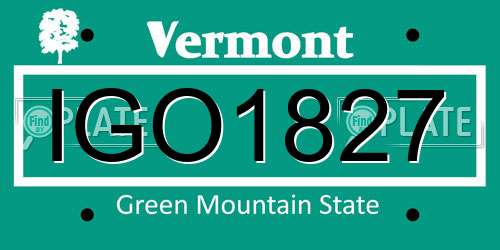 IGO1827 Vermont License Plate