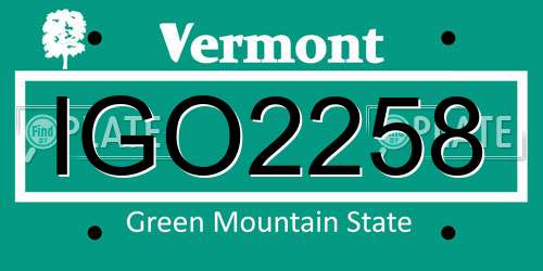 IGO2258 Vermont License Plate