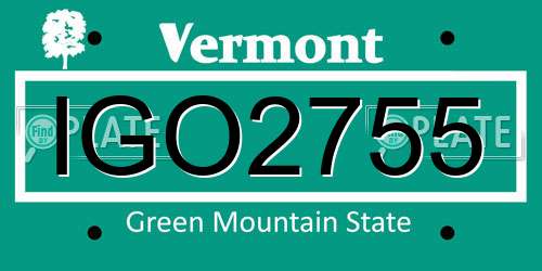 IGO2755 Vermont License Plate