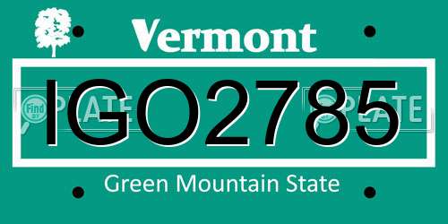 IGO2785 Vermont License Plate