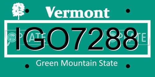 IGO7288 Vermont License Plate