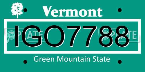 IGO7788 Vermont License Plate
