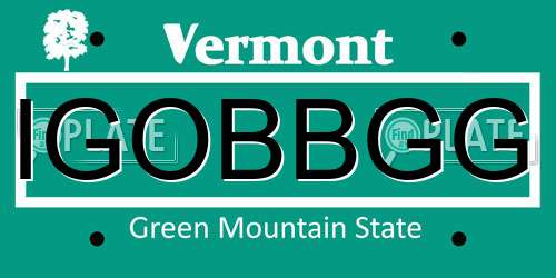 IGOBBGG Vermont License Plate