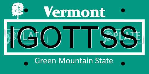 IGOTTSS Vermont License Plate