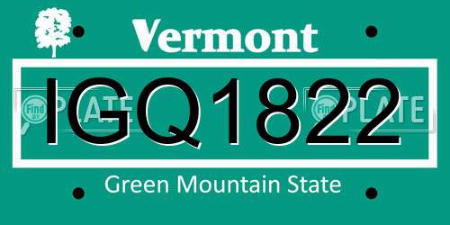 IGQ1822 Vermont License Plate