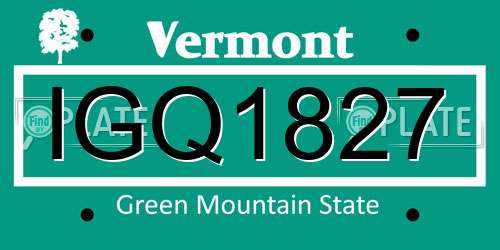 IGQ1827 Vermont License Plate