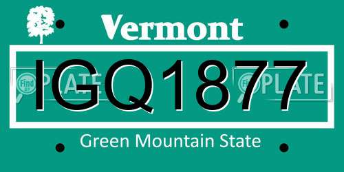 IGQ1877 Vermont License Plate