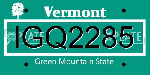 IGQ2285 Vermont License Plate