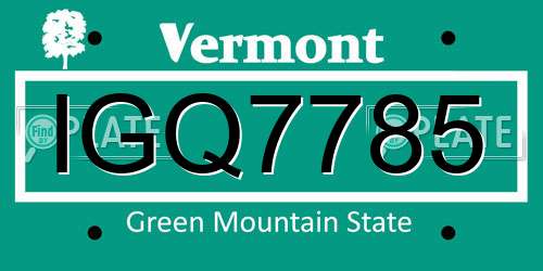 IGQ7785 Vermont License Plate