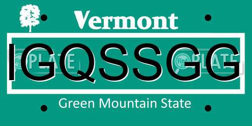 IGQSSGG Vermont License Plate