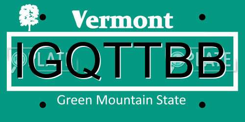 IGQTTBB Vermont License Plate
