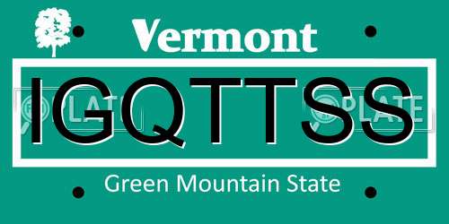 IGQTTSS Vermont License Plate