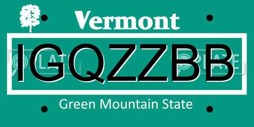 IGQZZBB Vermont License Plate