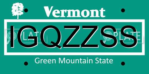 IGQZZSS Vermont License Plate
