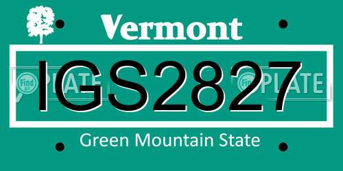 IGS2827 Vermont License Plate