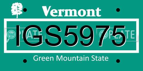 IGS5975 Vermont License Plate