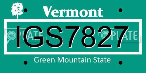 IGS7827 Vermont License Plate