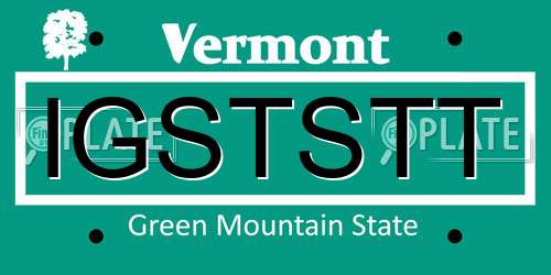 IGSTSTT Vermont License Plate