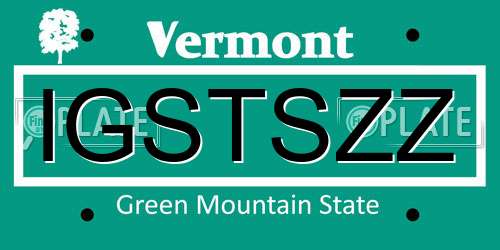 IGSTSZZ Vermont License Plate