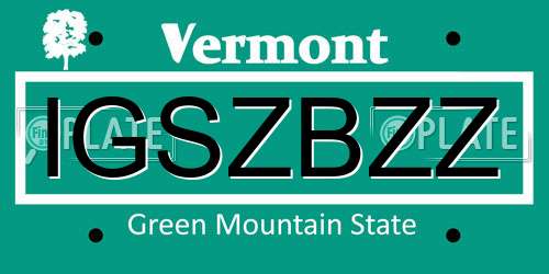 IGSZBZZ Vermont License Plate