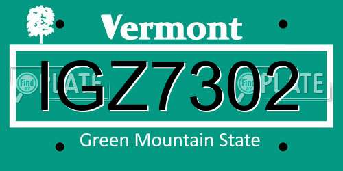IGZ7302 Vermont License Plate