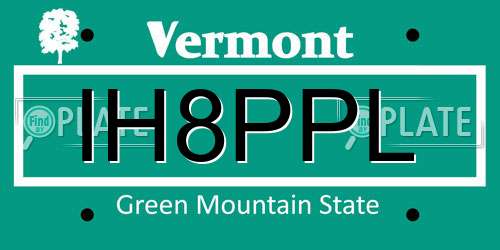 IH8PPL Vermont License Plate
