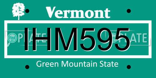 IHM595 Vermont License Plate