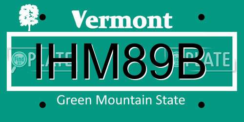 IHM89B Vermont License Plate