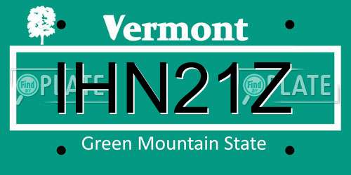 IHN21Z Vermont License Plate