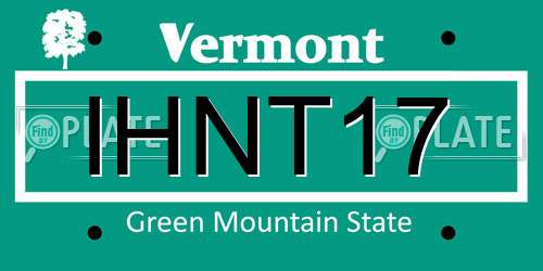 IHNT17 Vermont License Plate