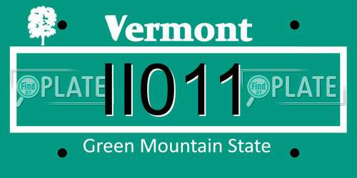 II011 Vermont License Plate
