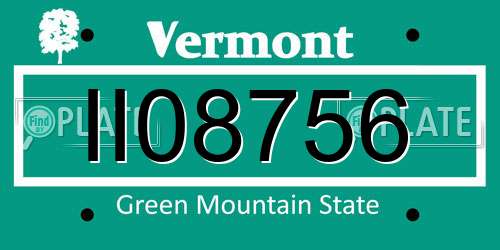 II08756 Vermont License Plate