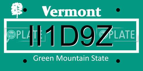 II1D9Z Vermont License Plate