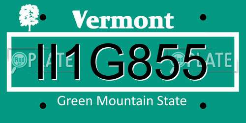 II1G855 Vermont License Plate