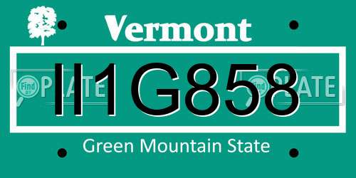 II1G858 Vermont License Plate