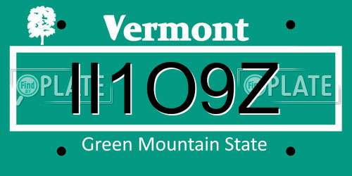 II1O9Z Vermont License Plate