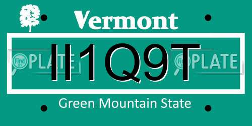 II1Q9T Vermont License Plate