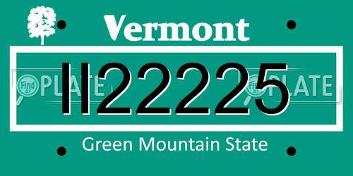 II22225 Vermont License Plate