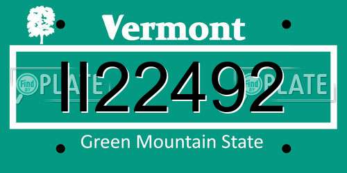 II22492 Vermont License Plate