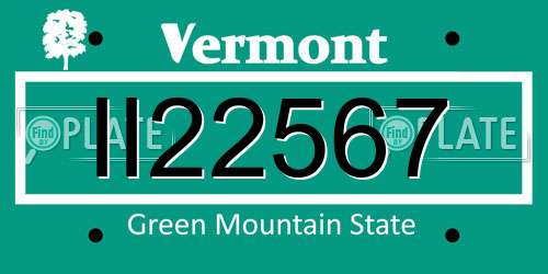 II22567 Vermont License Plate