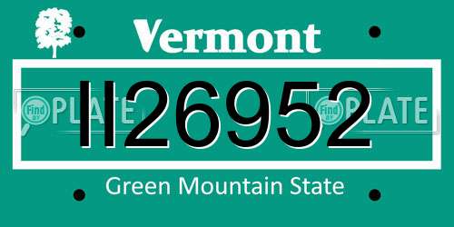 II26952 Vermont License Plate