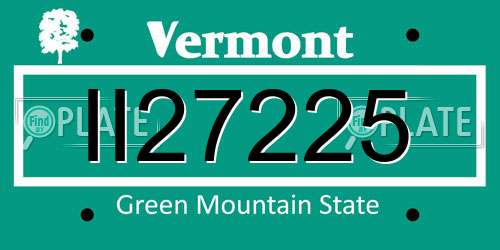 II27225 Vermont License Plate