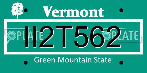 II2T562 Vermont License Plate
