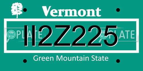 II2Z225 Vermont License Plate