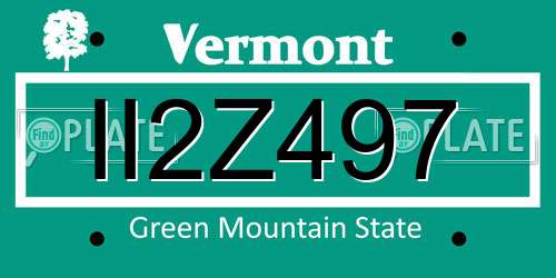 II2Z497 Vermont License Plate
