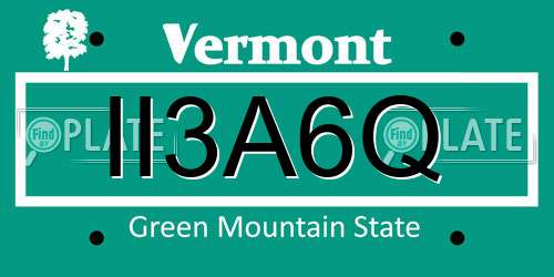 II3A6Q Vermont License Plate