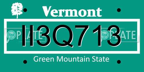 II3Q713 Vermont License Plate
